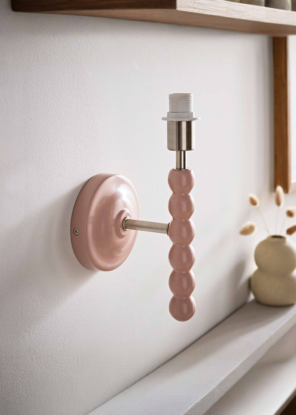 ValueLights Bobbins Pastel Bobble Style Wall Light Base in Pale Pink