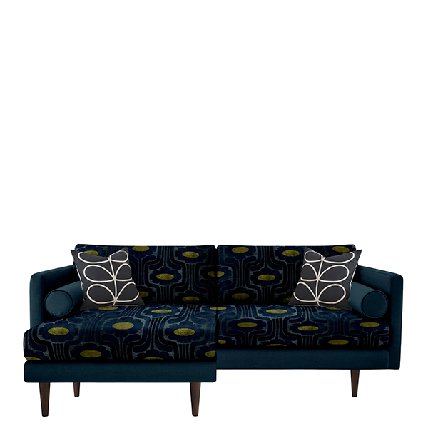 Orla Kiely Mimosa Large Chaise Sofa Patterned Velvet  - Barker & Stonehouse