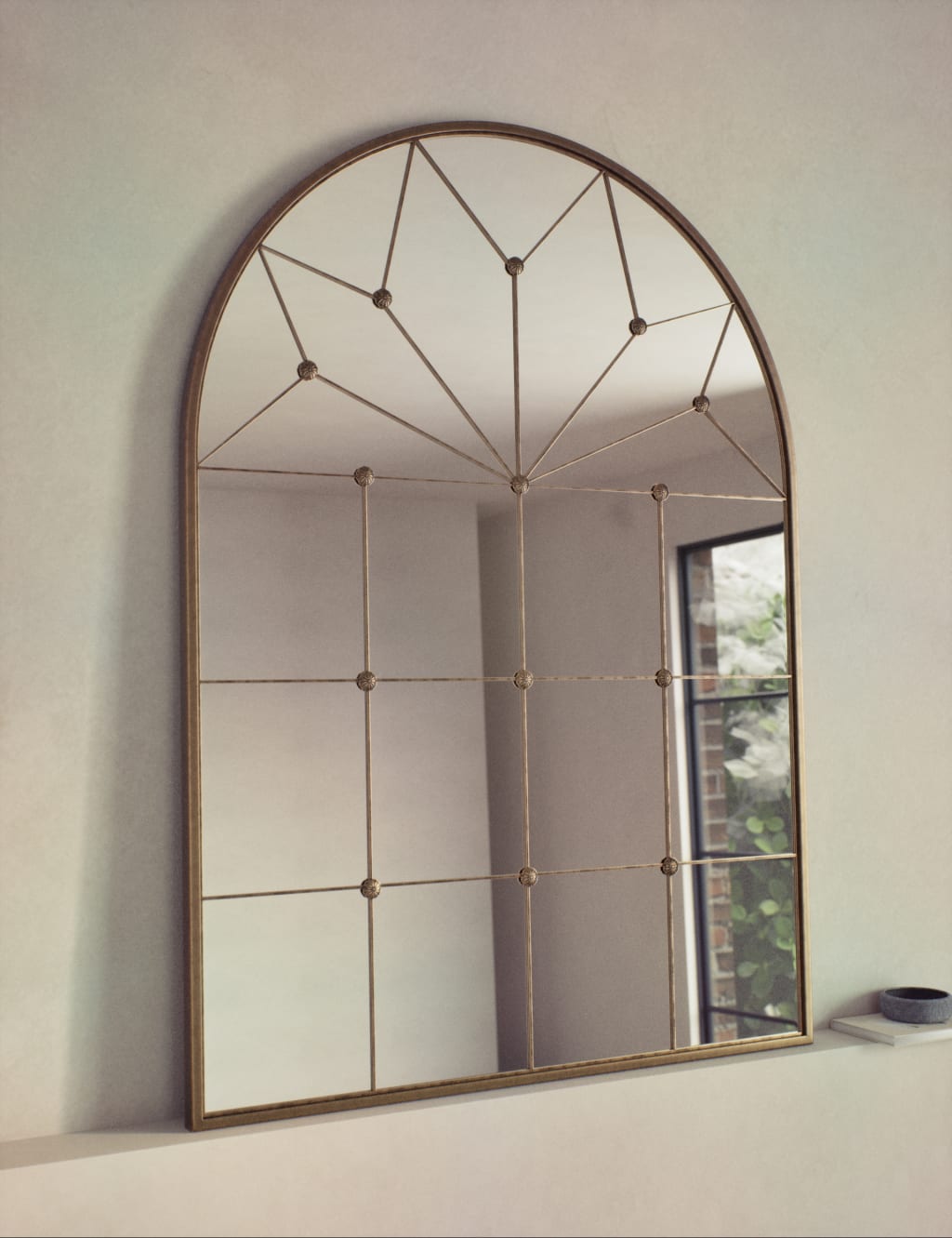 M&S Metal Medium Arch Wall Mirror Gold