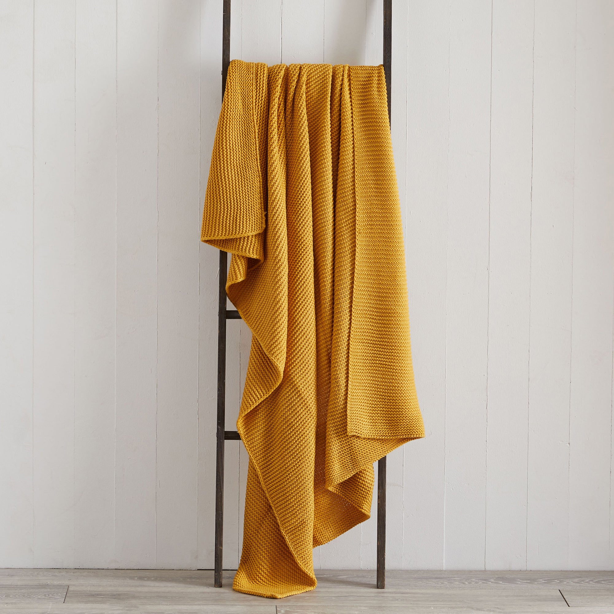 Chunky Knit Breckon Ochre Throw Yellow