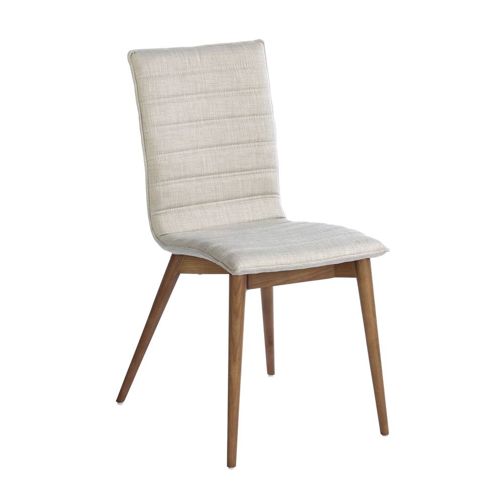 Angel Cerda Grey Fabric Dining Chair with Walnut Legs in Light Grey