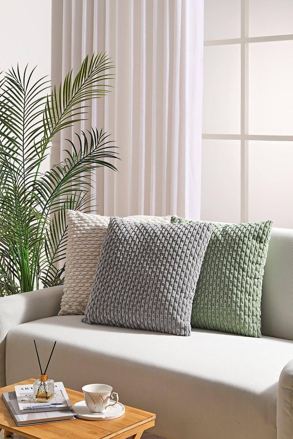 H&O Direct Corduroy Throw Pillow with Pillow Insert in Beige