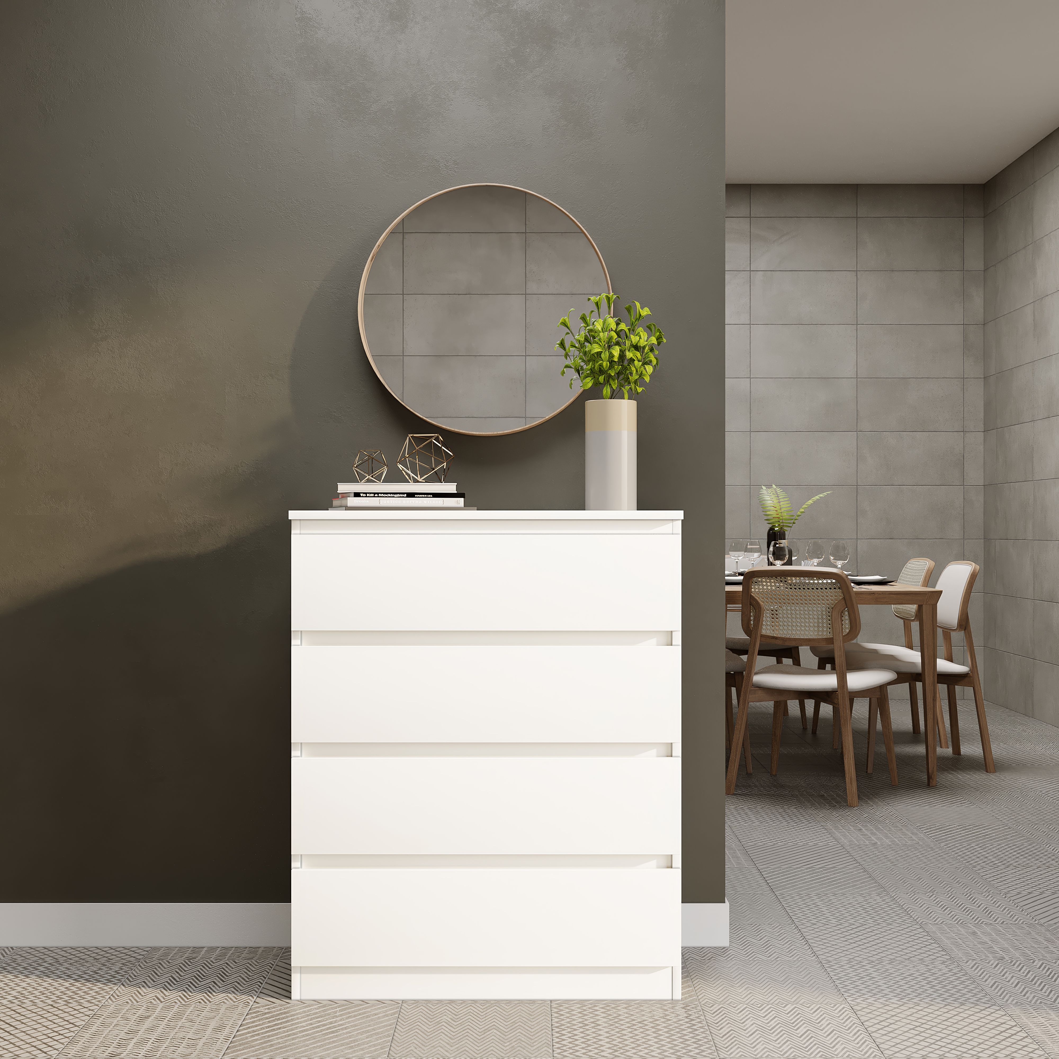 Seconique Malvern 4 Drawer Chest in White