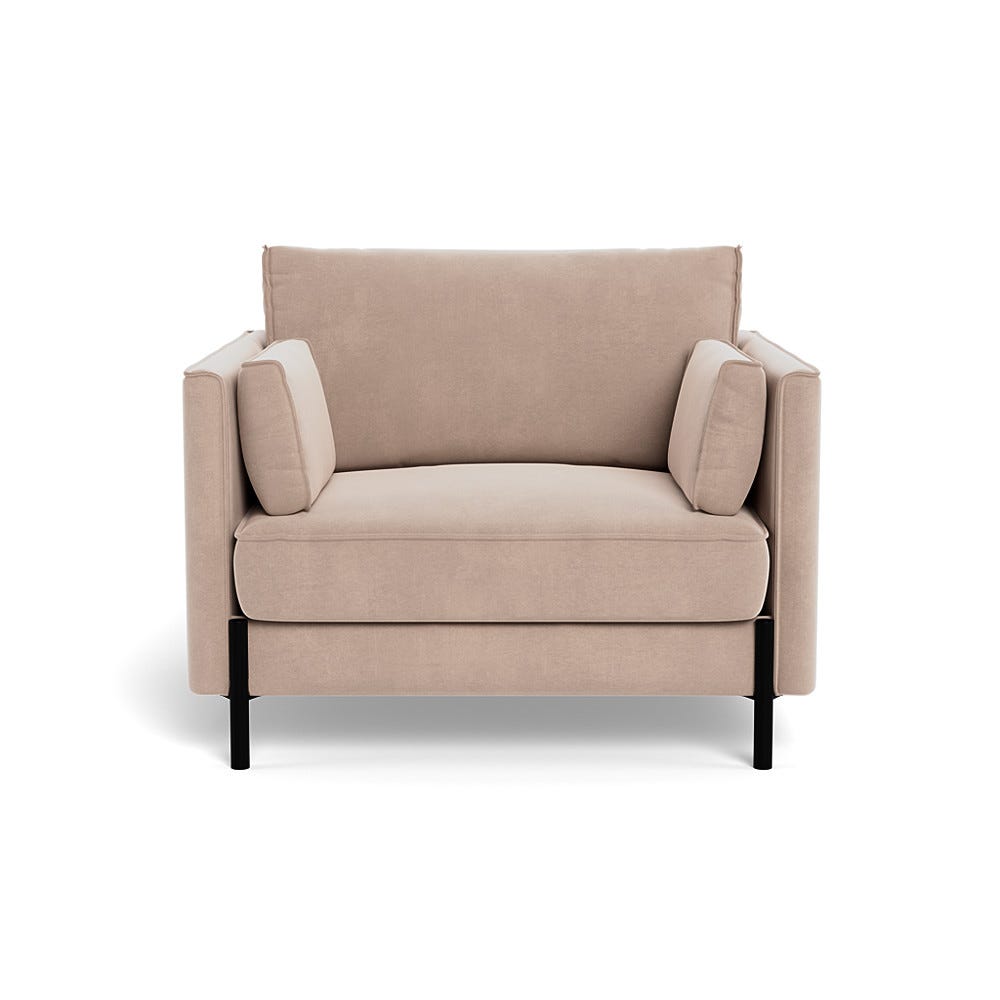 Heal's Tortona Armchair Smart Velvet Pebble Black Feet