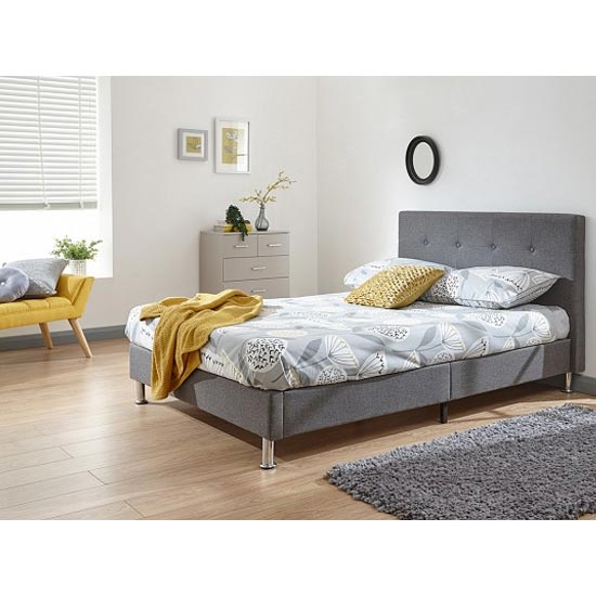 Tucson Fabric Double Bed In Grey
