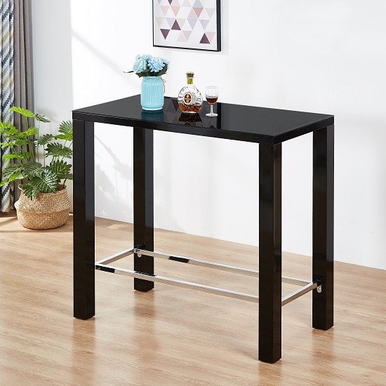 Jam Glass Bar Table Rectangular In Black High Gloss