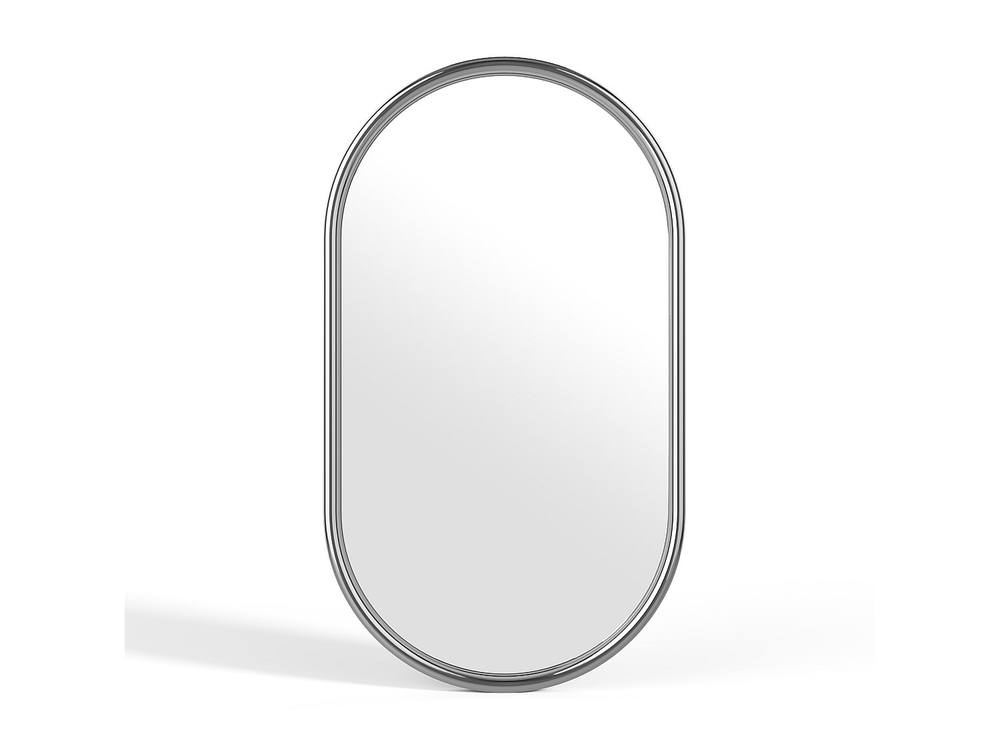 Vente-unique Oval Aluminium Wall Mirror - W. 40 X H. 70 Cm - Chrome - REFLEYA in Silver 4