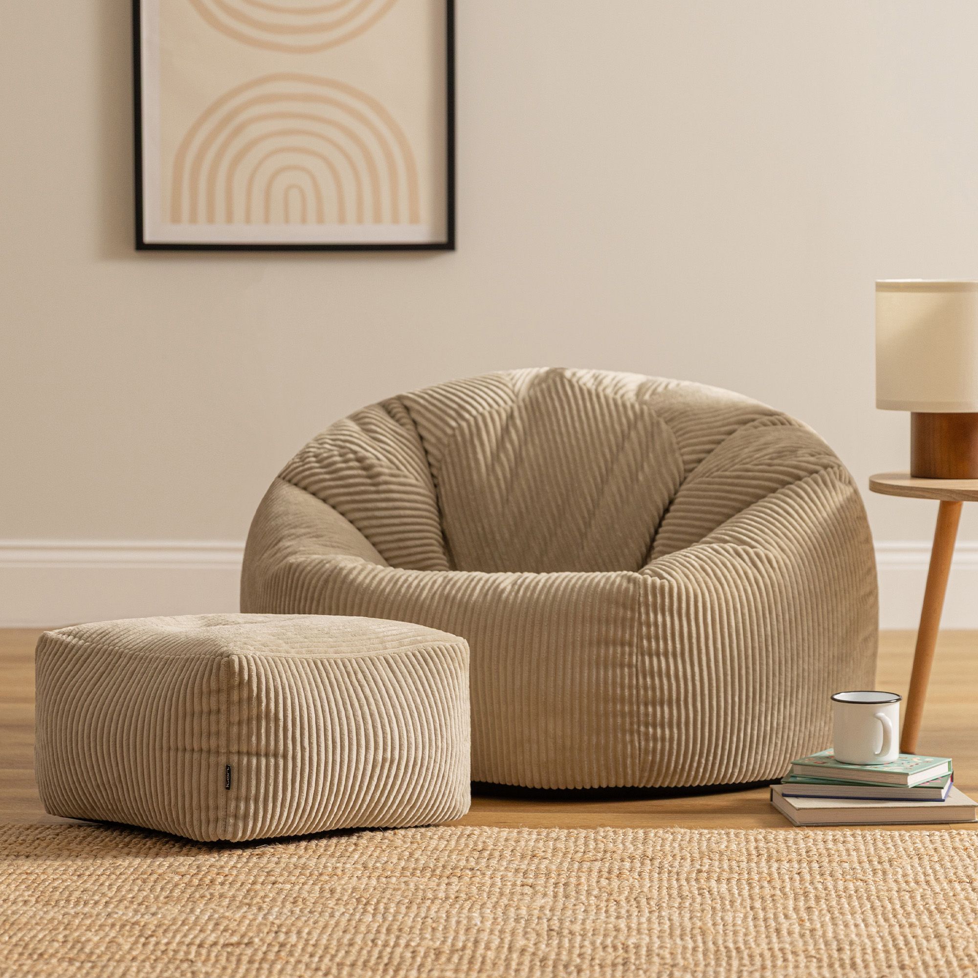 icon Kingston Bean Bag & Footstool Jumbo Cord Bundle in Natural