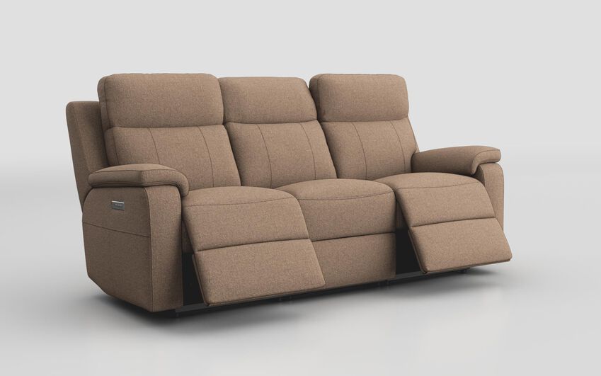 Brown Fabric Calboli 3 Seater Power Recliner Sofa with Power Head Tilt