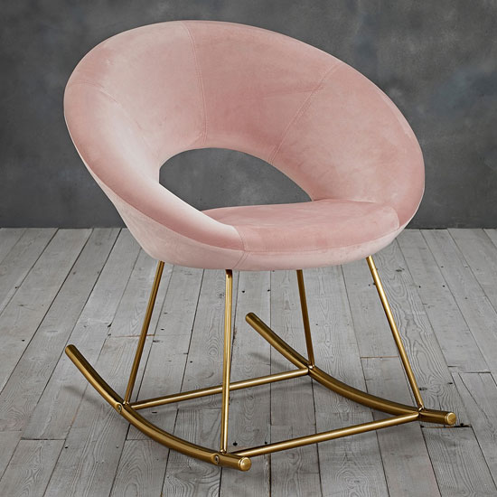 Stella Rocking Chair In Vintage Pink With Golden Legs
