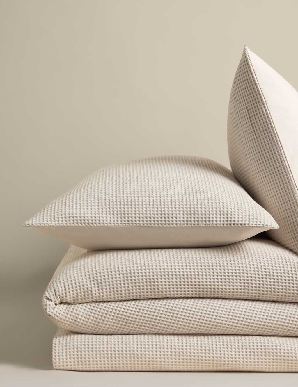M&S Washed Cotton Waffle Bedding Set Linen