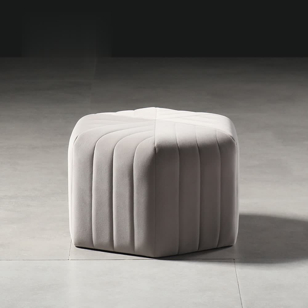 18.5" Wide Velvet Pouf Ottoman Hexagonal Ottoman in Gray