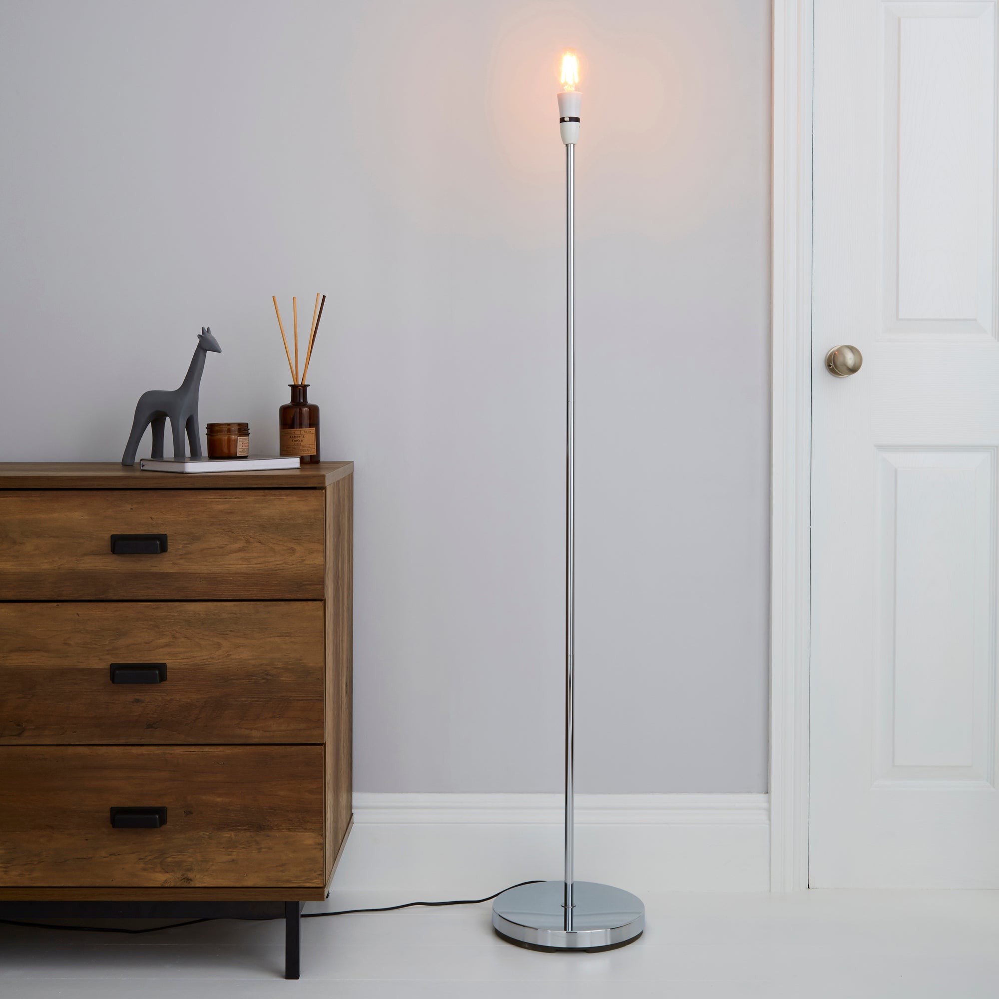 Stem Chrome Floor Lamp Base Silver