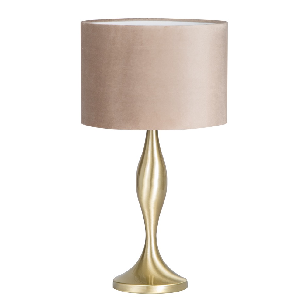 Calais Spun Metal Lamp with Champagne Shade, Antique Brass