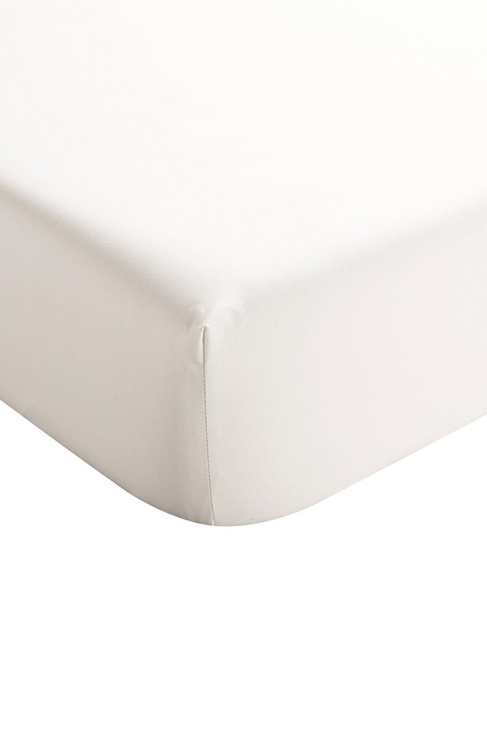 CHRISTY 400TC Luxury Cotton Sateen Plain Dye Bedding Fitted Sheets in Ivory