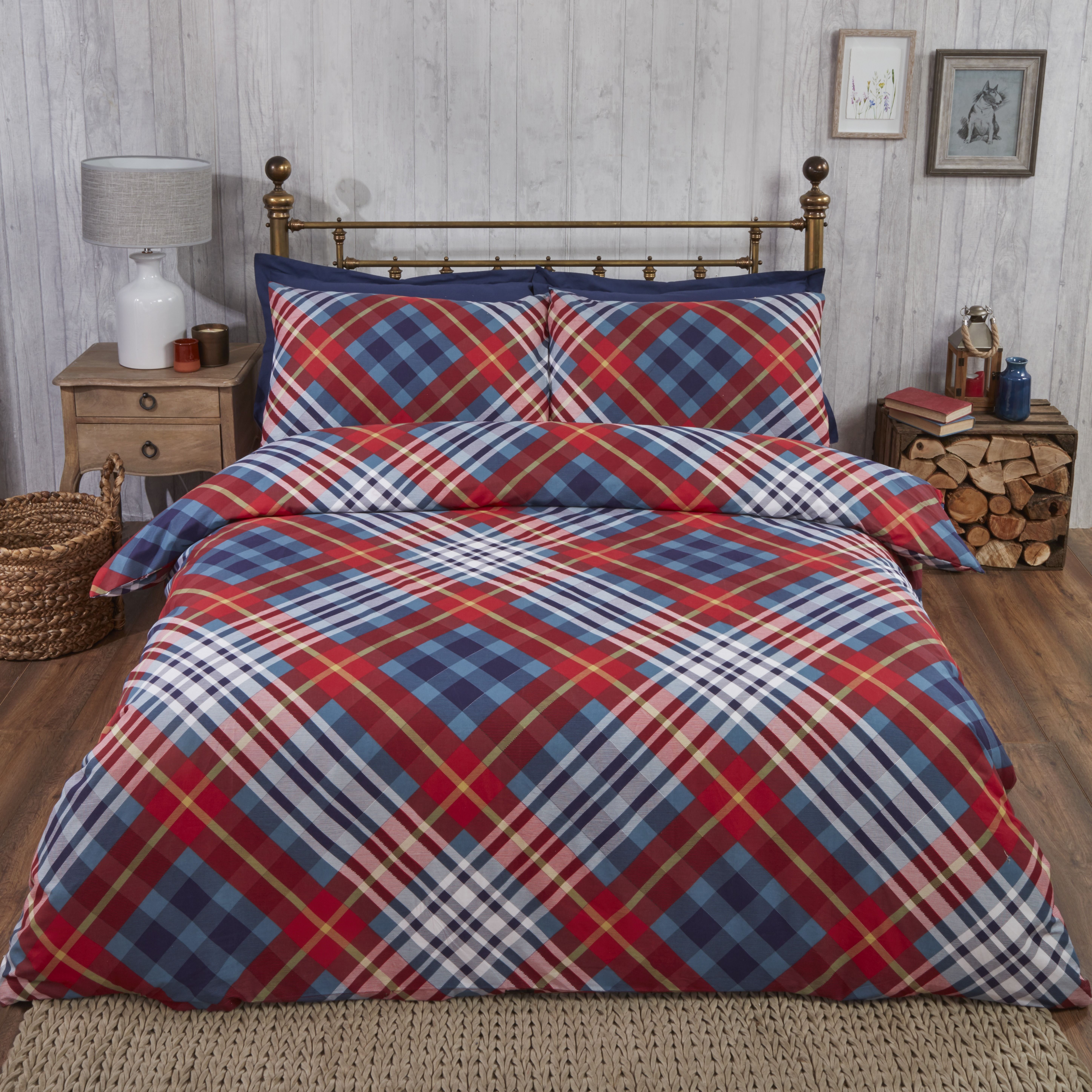 Rapport Home Tartan BC Duvet Cover Set with Pillowcase in Red