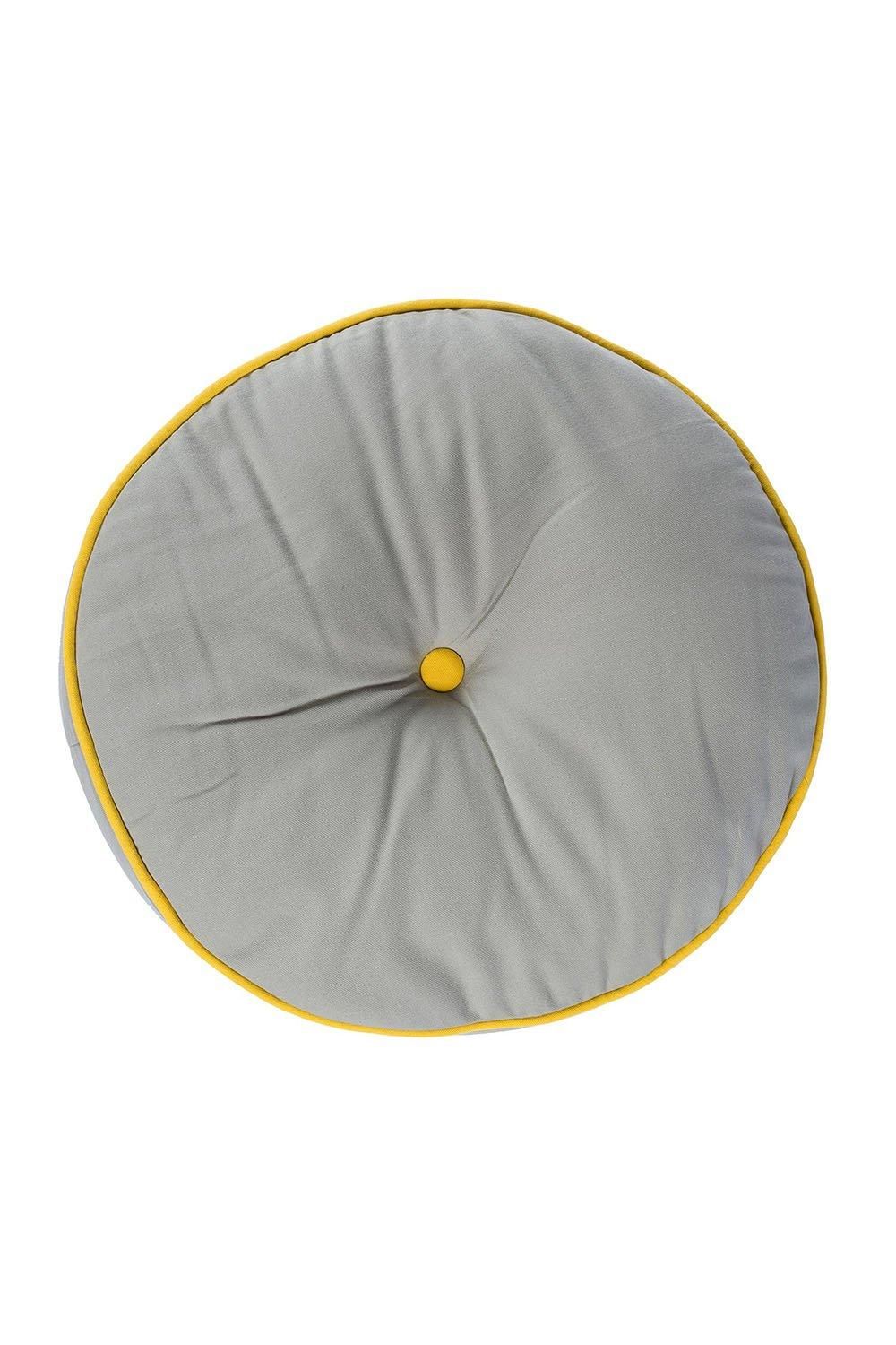 Homescapes Round Cotton Floor Cushion Soft, Comfy & Machine Washable in Grey