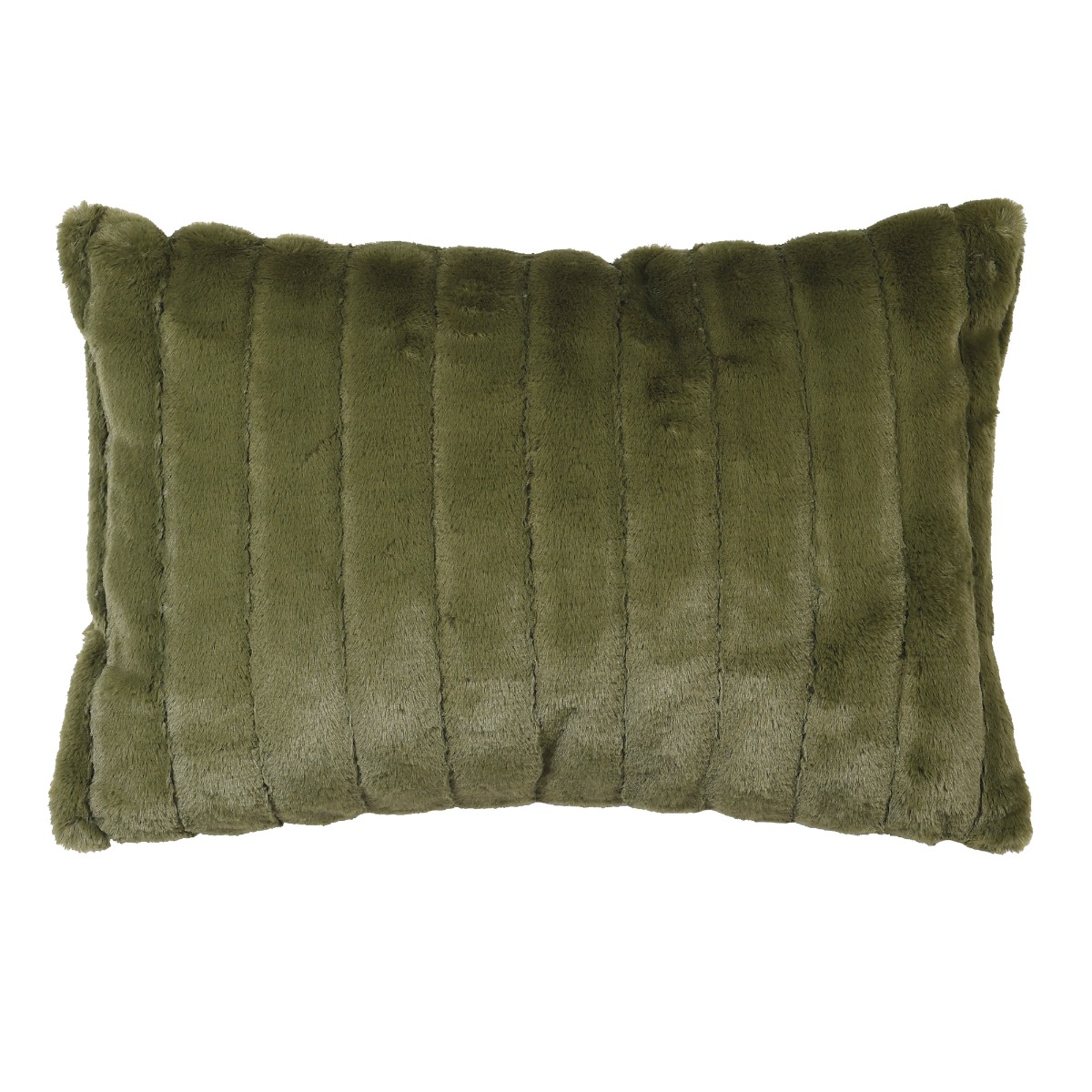 Olive Faux Fur Cushion, Square Fabric | Barker & Stonehouse