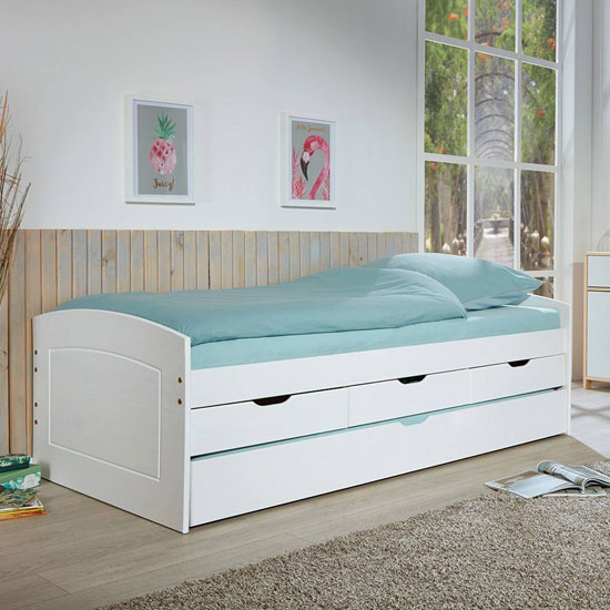 Rieka Wooden Function bed Single Bed In White