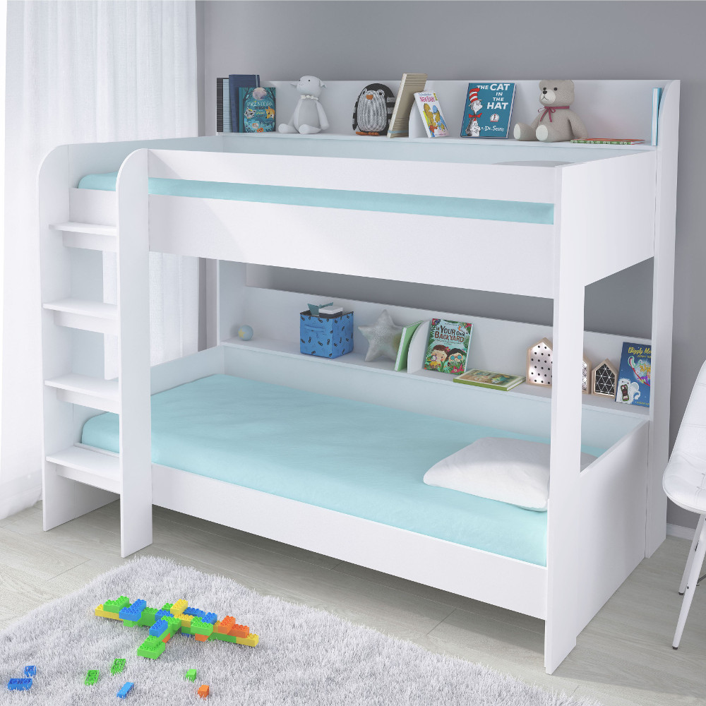 Aerial White Wooden Bunk Bed Frame - 3ft Single