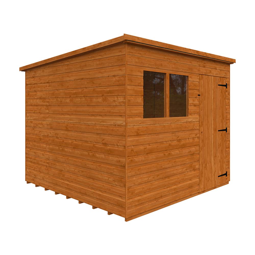 Buttercup Farm 8 x 8 Feet Super Pent 12mm Shed - Solid Wood/Softwood/Pine in Burnt Orange