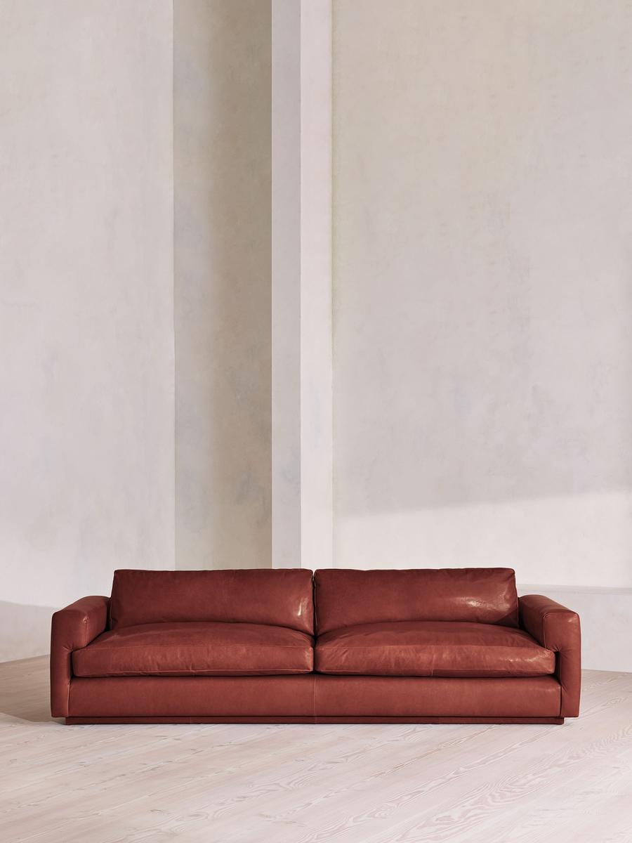 Mossley Four Seater Sofa, Leather, Sangria