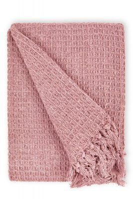 New Edge Blinds Waffle Collection Cotton Throw in Pink