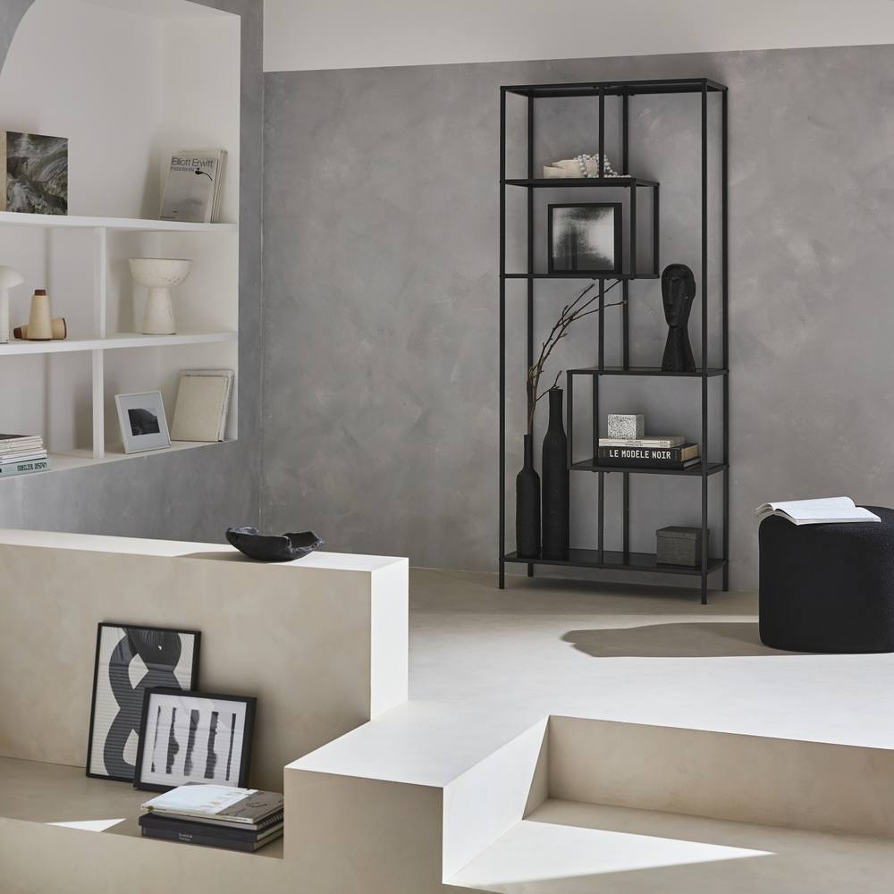 sweeek 6-tier Asymmetrical Bookshelf In Black Metal