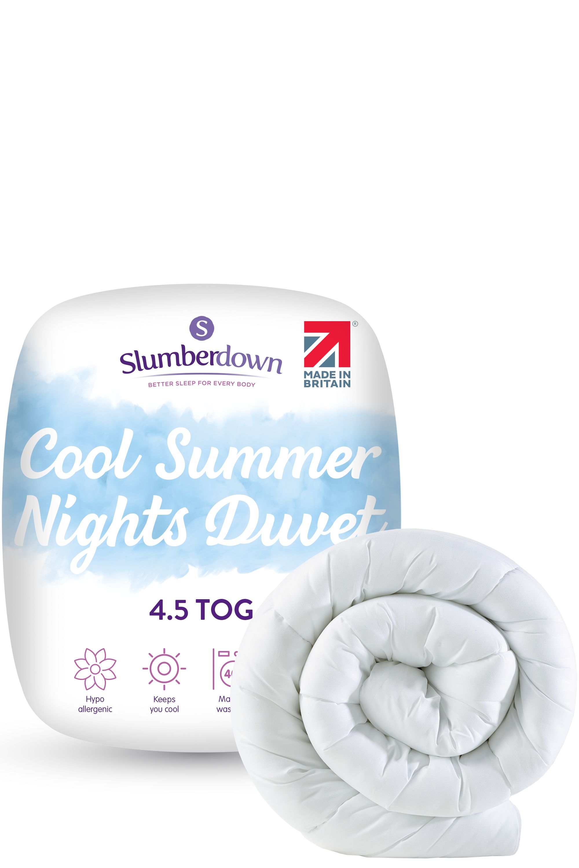 Slumberdown Cool Summer Nights 4.5 Tog Summer Duvet in White