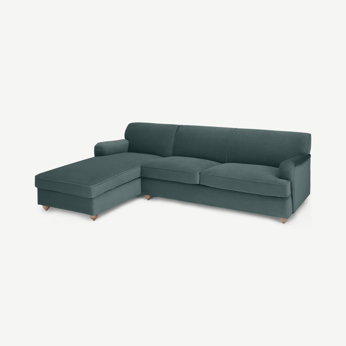 Orson Left Hand Facing Chaise End Sofa Bed, Marine Green Velvet