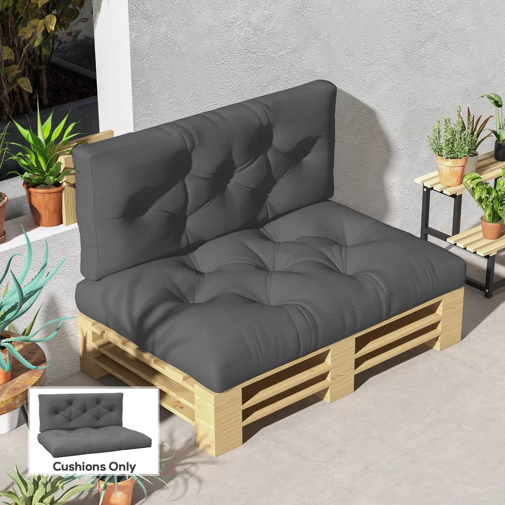 OUTSUNNY 2 Seater Outdoor Seat Cushions & Back for Pallet in Dark Grey