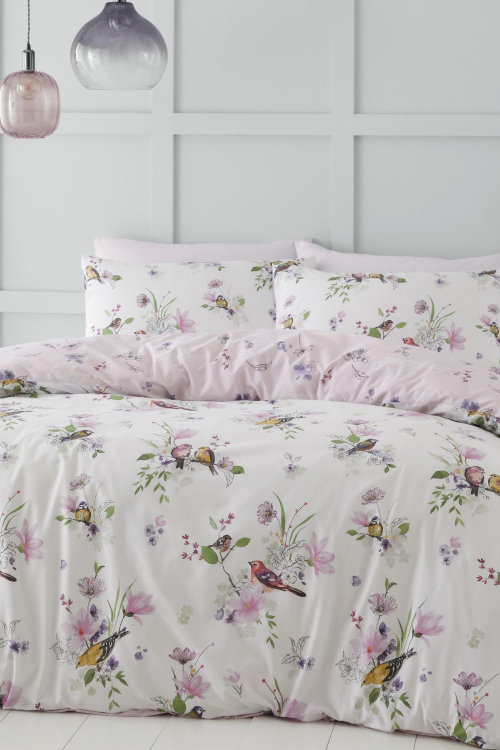 Catherine Lansfield 'Songbird' Duvet Set in Pink
