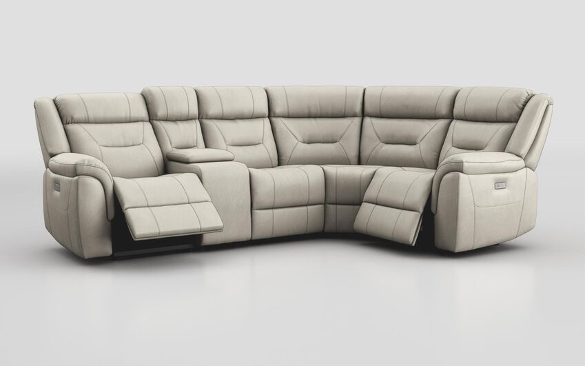 White Ainsdale 2 Corner 1 Power Sofa with Console