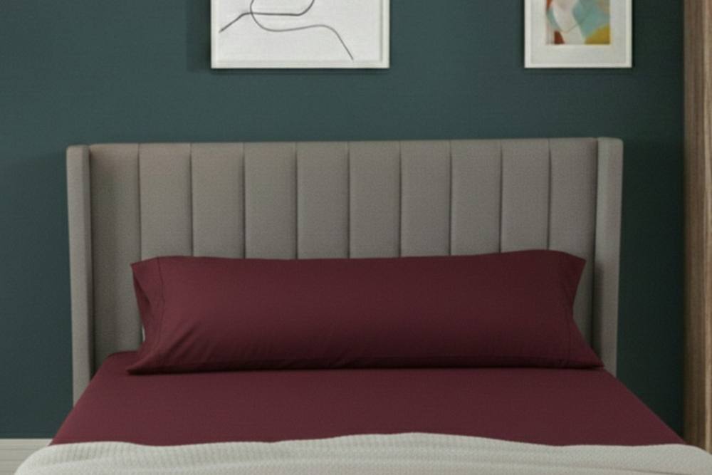 Snug City Bolster Support Pillow Pillowcase Plain Dyed Pillow Linen Easy Care in Wine