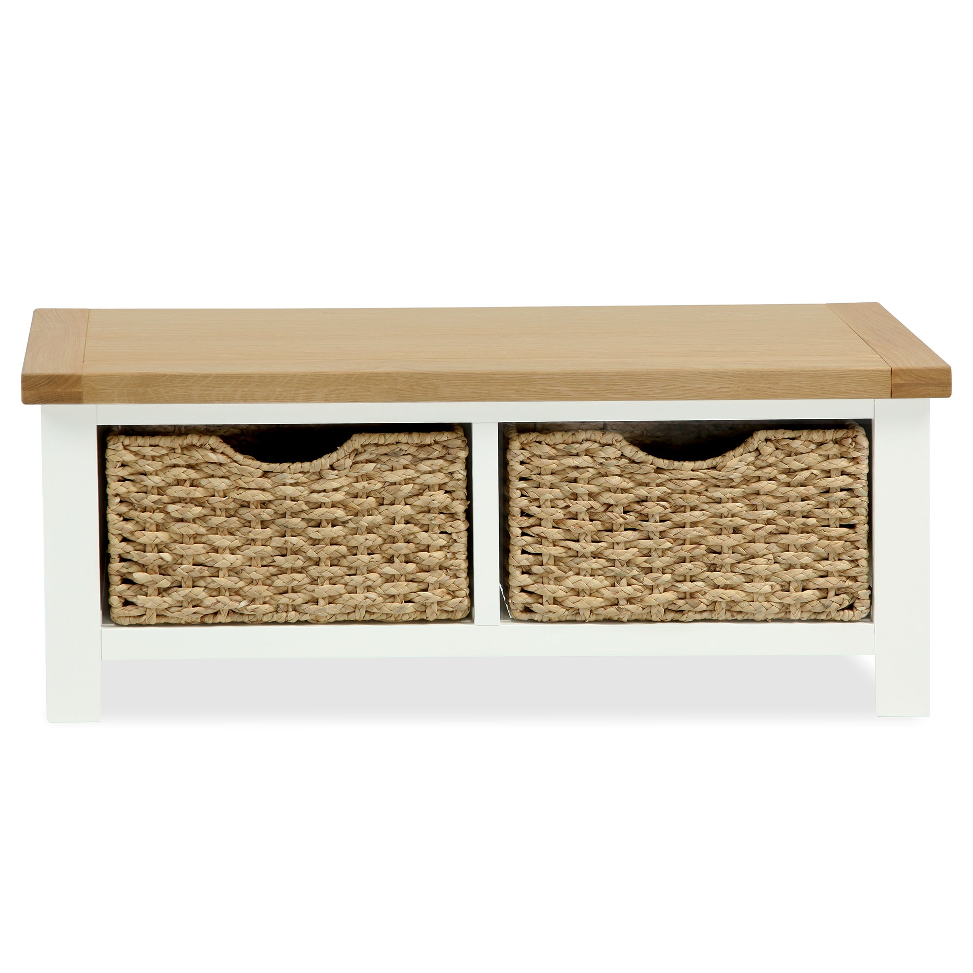 Wilby Cream Small Bench With Baskets Buttercream