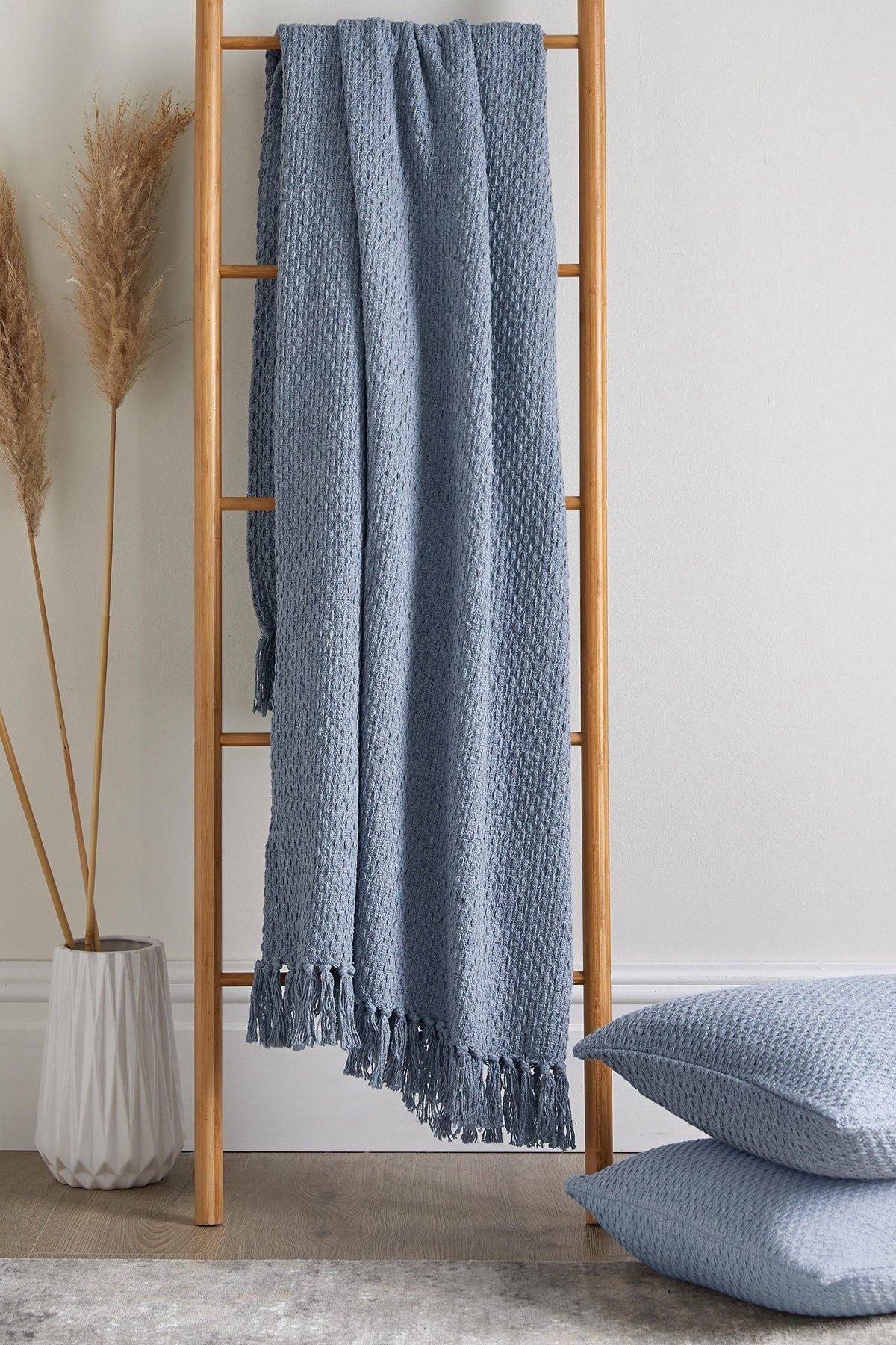 Drift Home 'Hayden' Textured Woven Throw in Blue