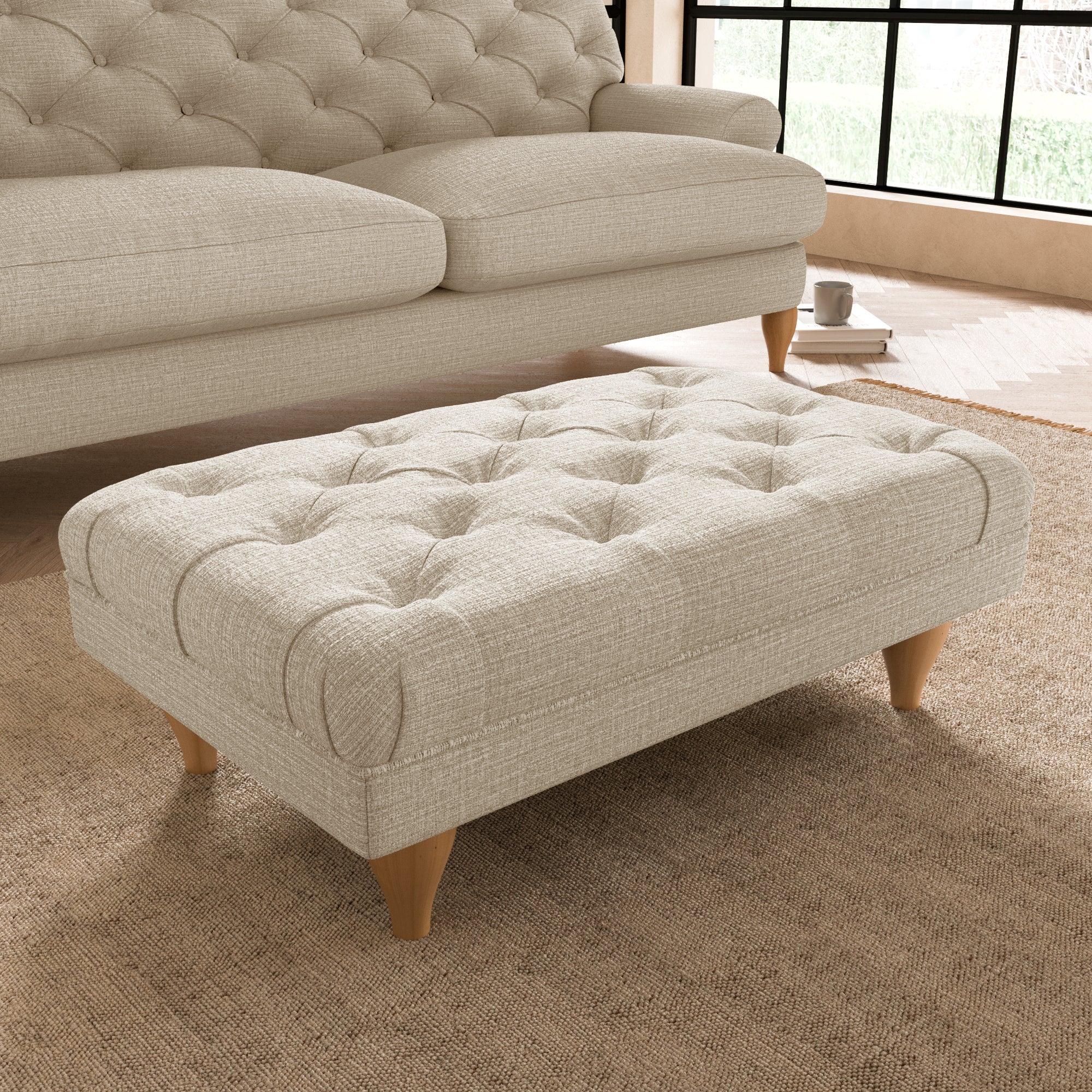 Warwick Textured Weave Footstool Textured Weave Honey