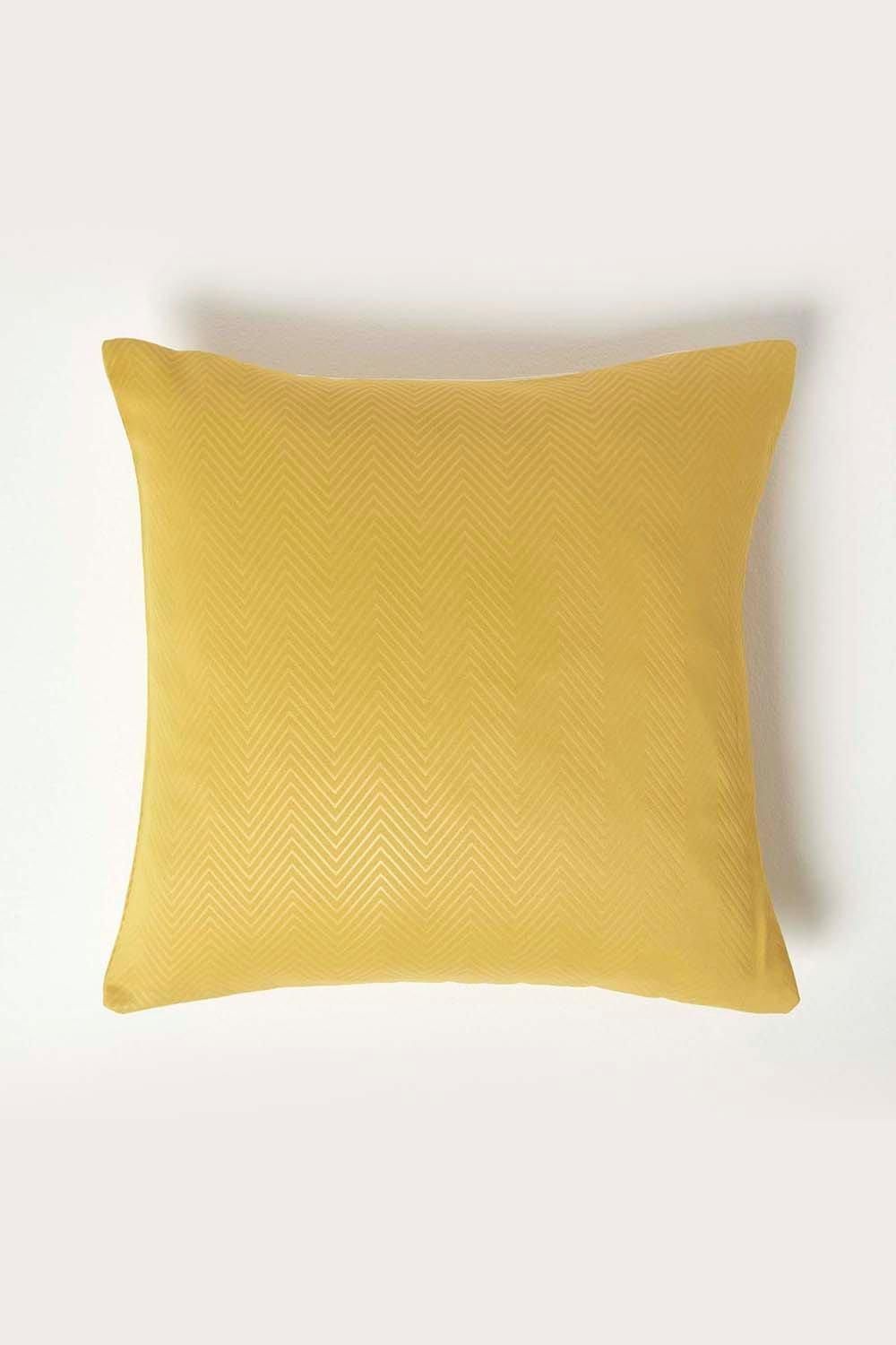 Homescapes Herringbone Cushion Cover in Mustard