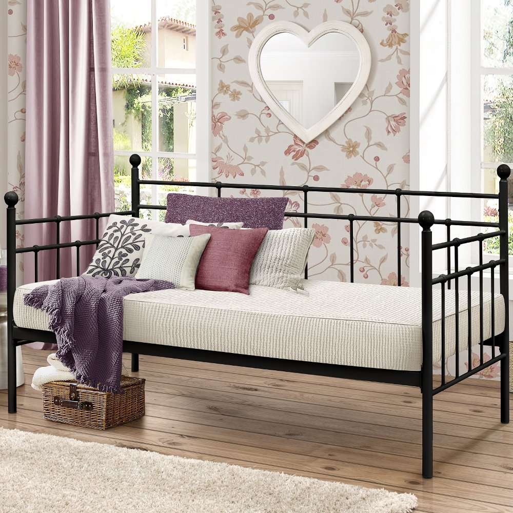Lyon Black Metal Guest Day Bed Frame - 3ft Single