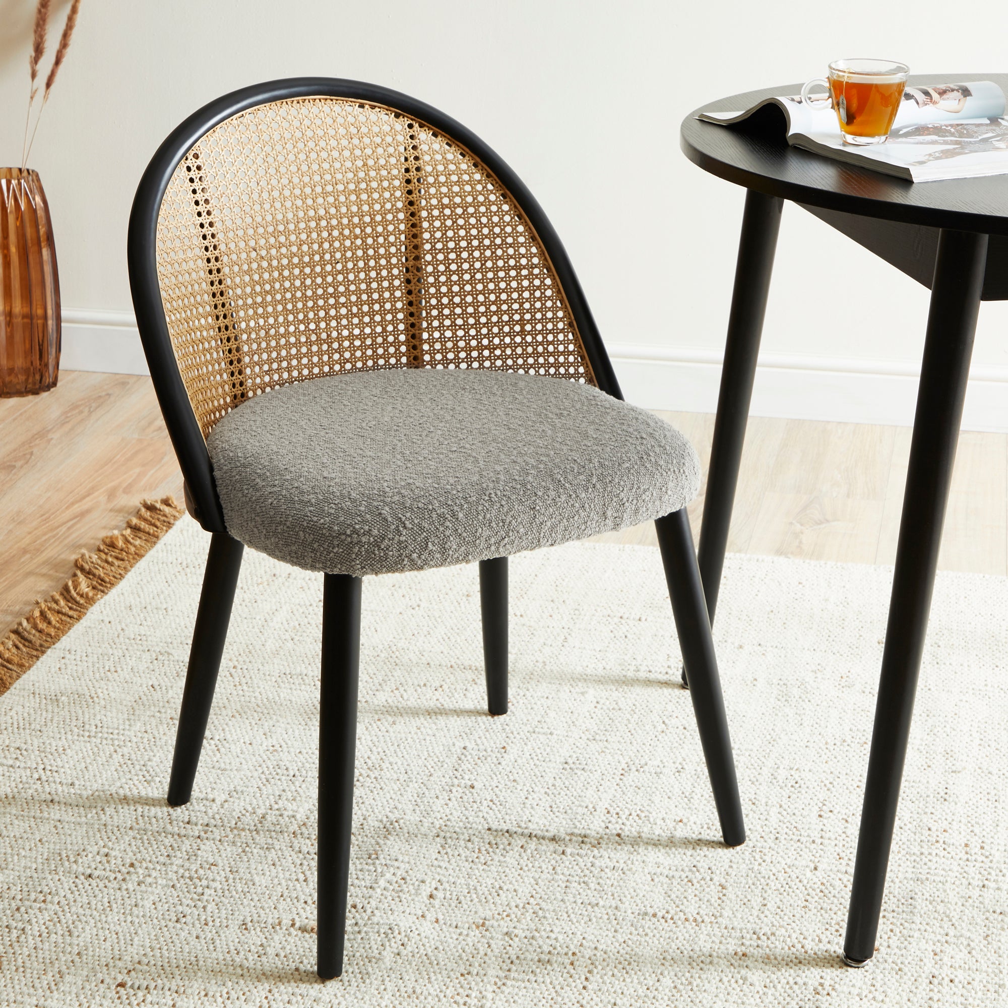 Luella Cane Dining Chair Grey