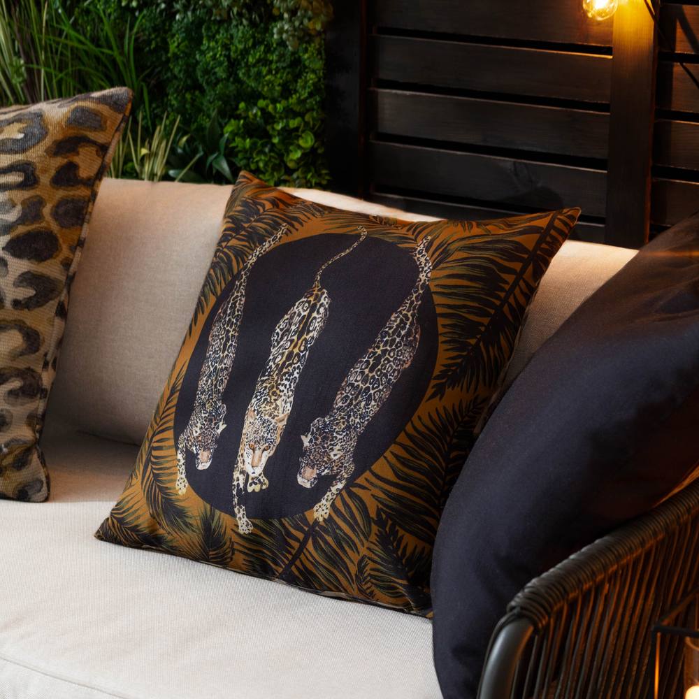 Paoletti Leopardis Trio Printed Outdoor Cushion in Gold