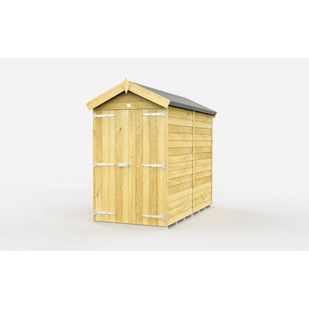Buttercup Farm 4 x 7 Feet Apex Shed - Double Door W/O Windows - L214 x W118 x H217 cm in Brown