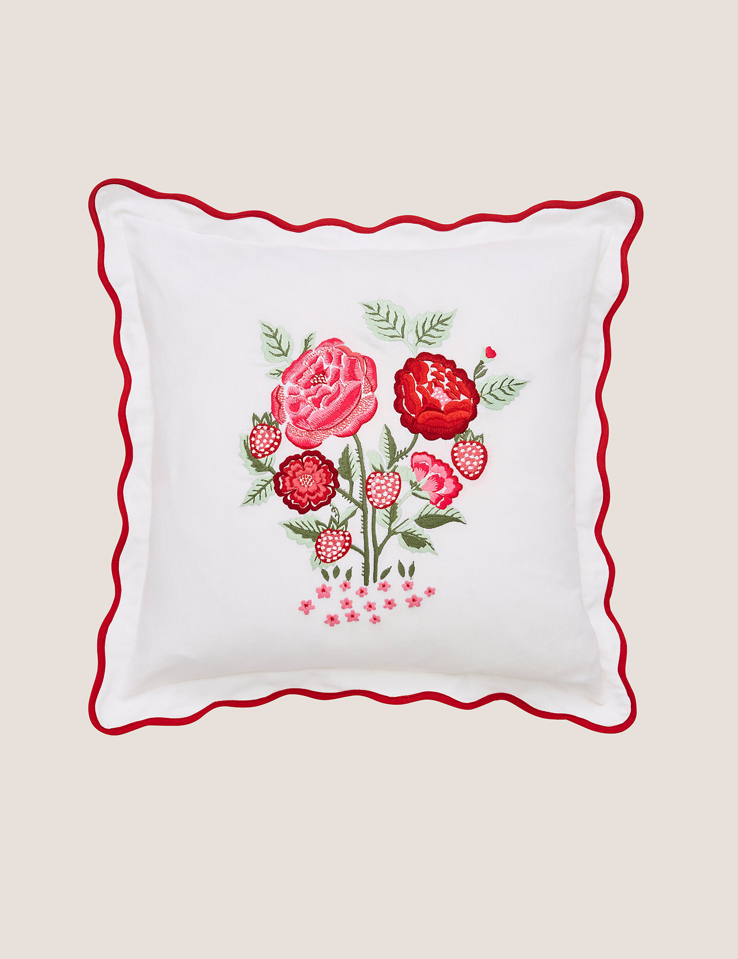M&S Cath Kidston Pure Cotton Strawberry Garden Cushion