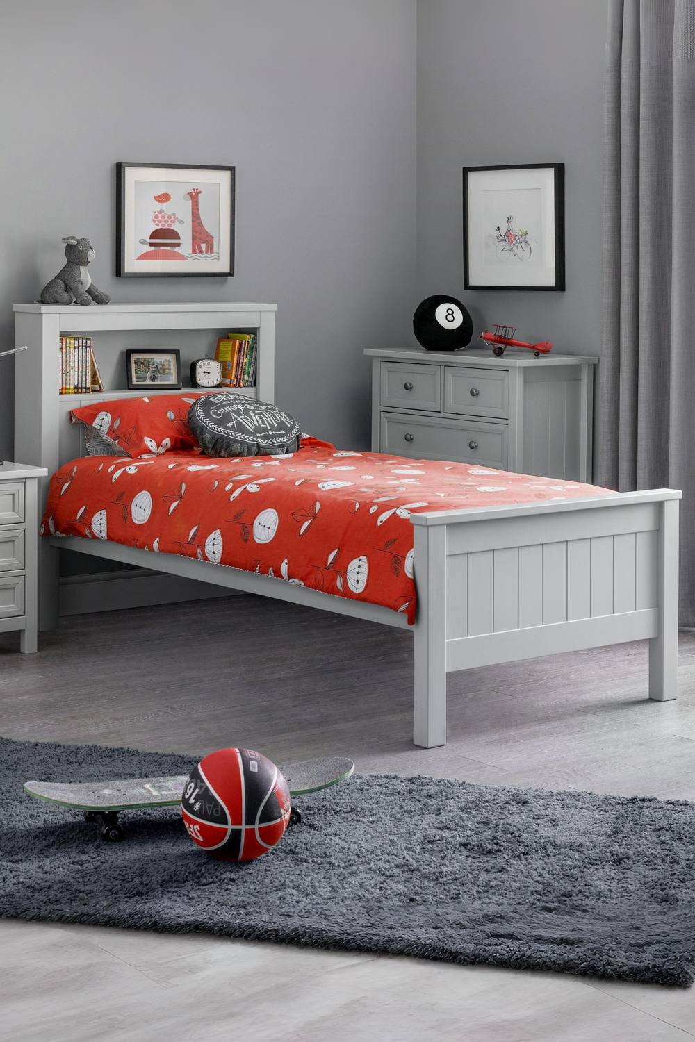 Julian Bowen Maine Bookcase Bed in Grey