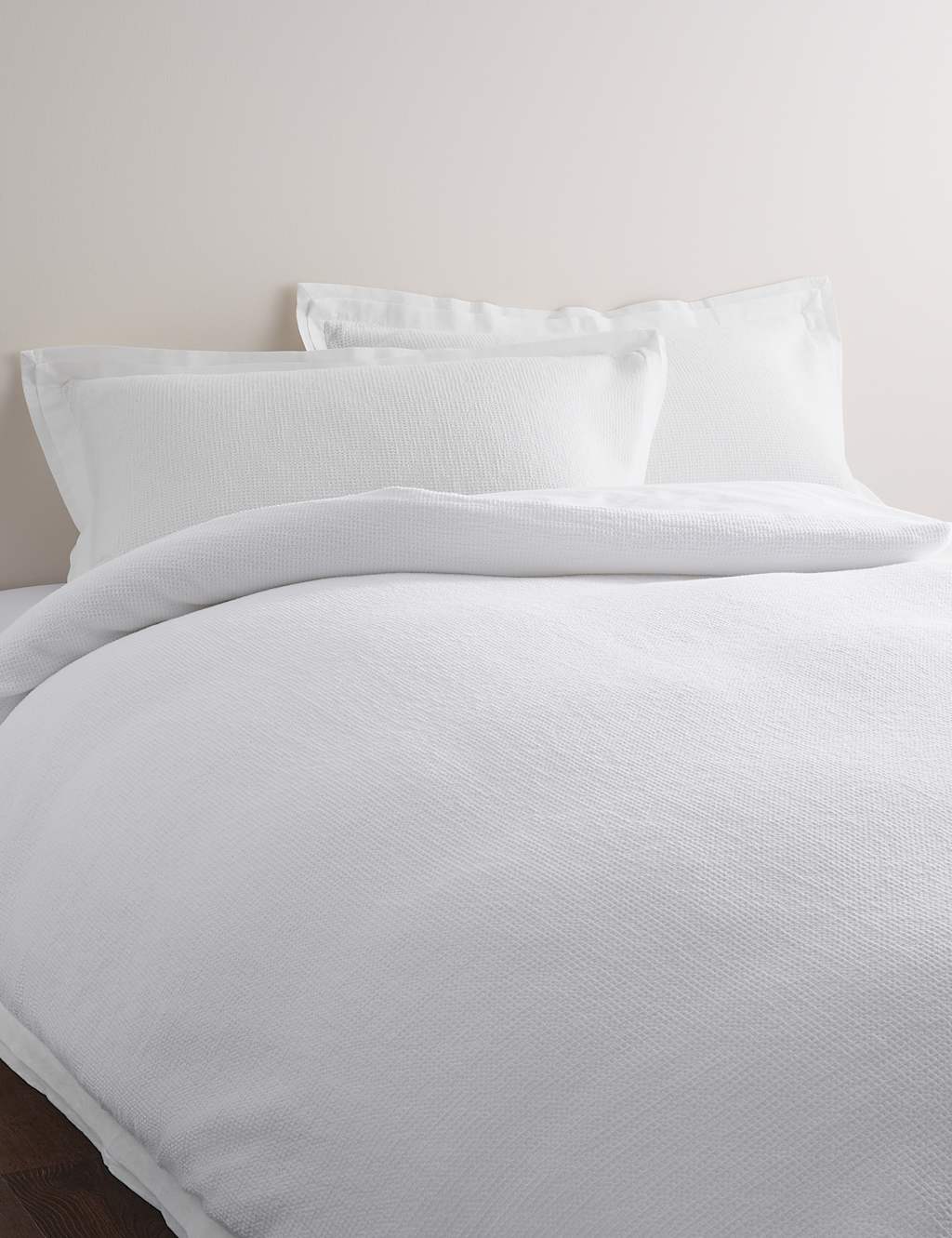 M&S Cotton Rich Waffle Bedding Set White