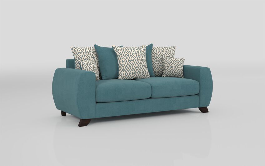 ScS Living Blue Aspen Fabric 4 Seater Scatter Back Sofa