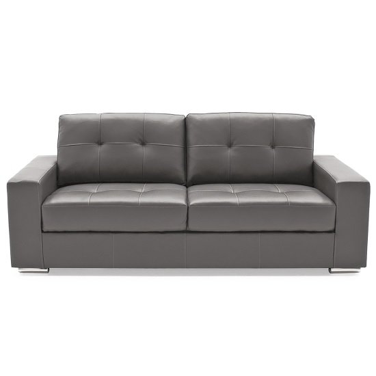 Stavern 3 Seater Sofa In Grey Bonded Leather With Chrome Base