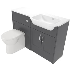 Deccado Padworth Charcoal Grey Right Hand 1200mm Fitted Vanity & Toilet Pan Unit Combination with Right Hand Basin