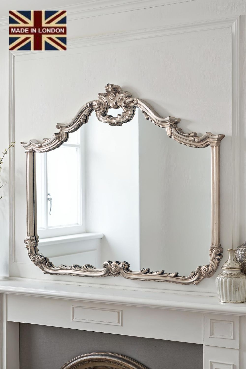 Yearn Mirrors Carved Landscape mirror Silver 122(w)x104cm(h)