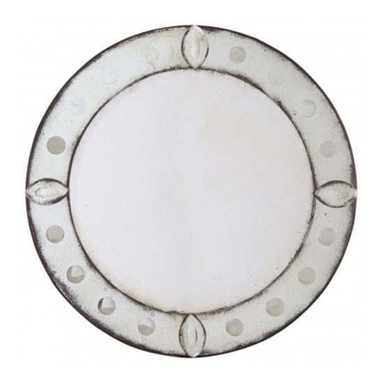 Raze Round Bubble Effect Wall Mirror In Antique Silver Frame